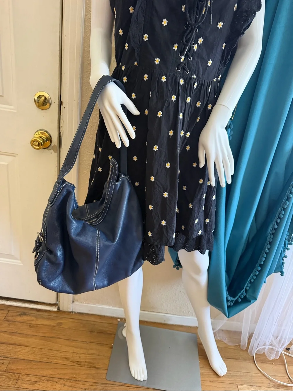 Michael Kors Navy Leather Shoulder Hobo Bag - Women